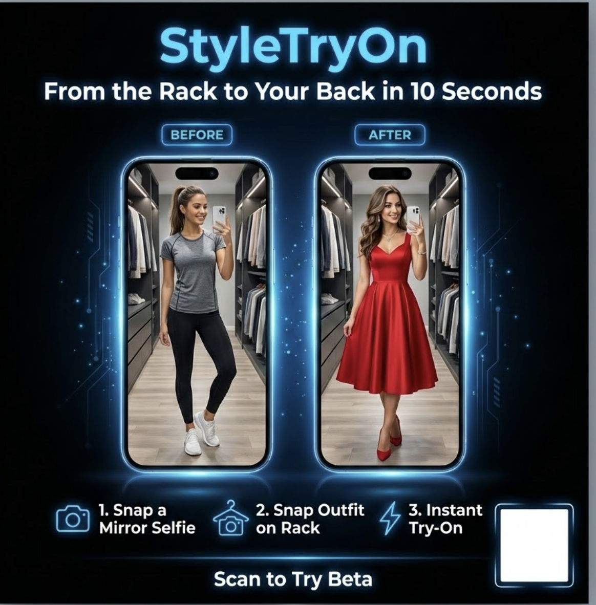 StyleTryOn — virtual try-on before and after